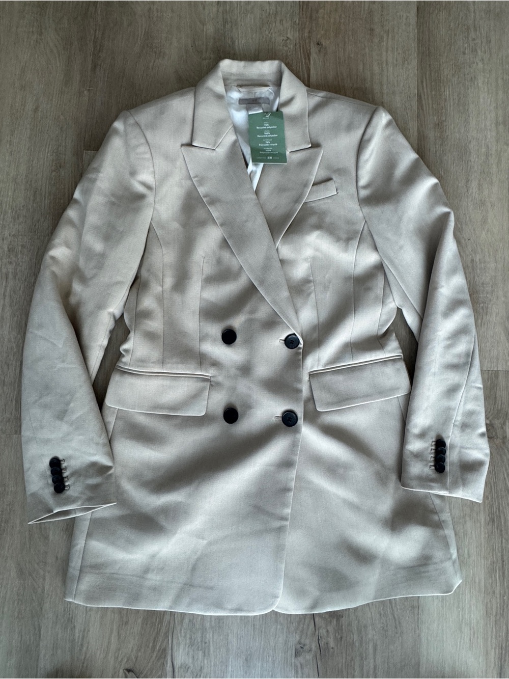 H&M Women's Double-Breasted Tan Hour Glass Blazer sz S